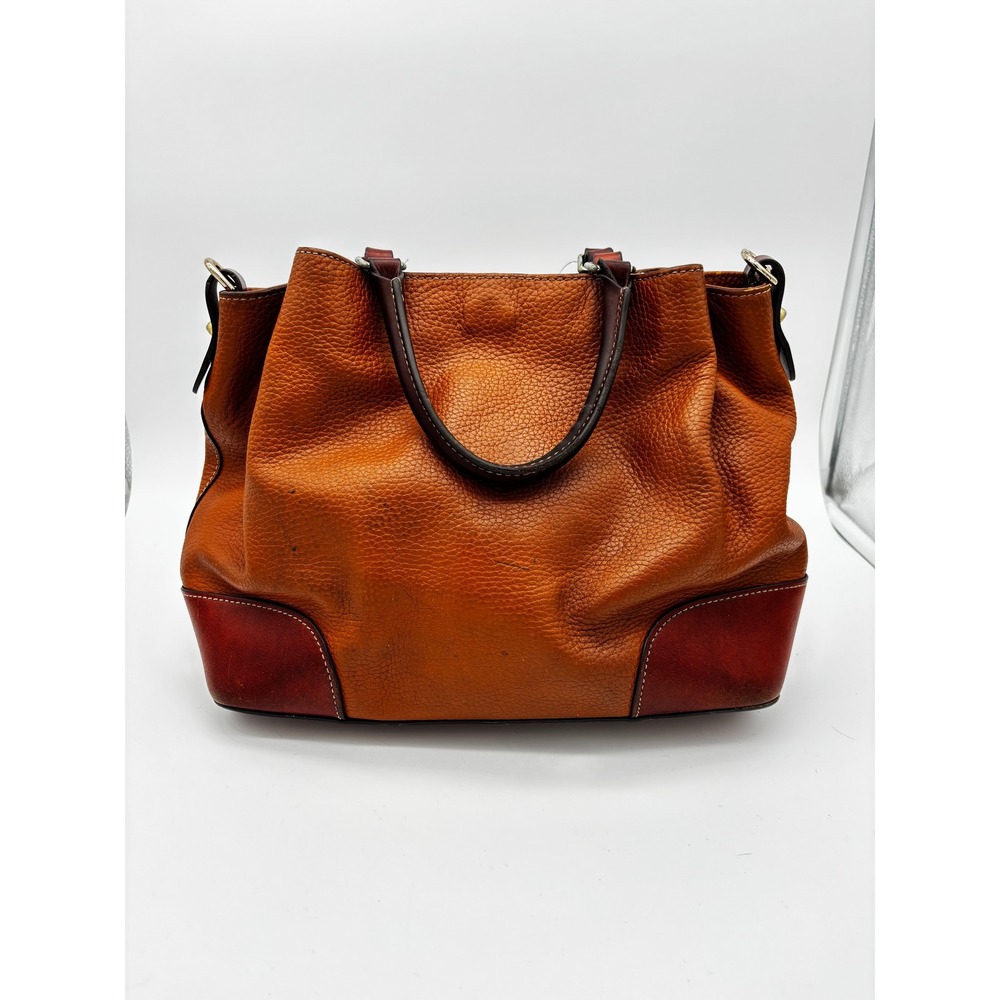 Dooney & Bourke Pebbled Leather Satchel Bag Ginger Brown Handbag - Picture 2 of 7